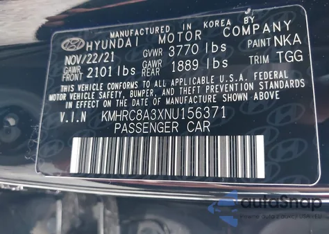 2022 Hyundai Venue Sel z USA, uszkodzony, nr VIN KMHRC8A3XNU156371